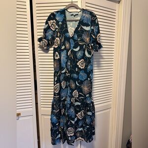 Tuckernuck Blue and Cream Floral Maxi Dress